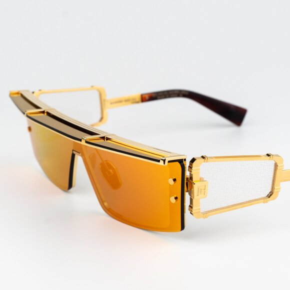 Balmain Men Sunglasses Gold Red Mirror Shield WONDER BOY - III BPS-127C-145 - Picture 5 of 11
